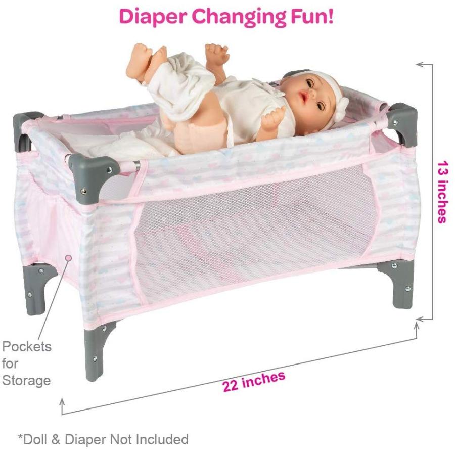 アドラ 赤ちゃん人形 ベビー人形 21963 Adora Pack-N-Play Deluxe Baby Doll Crib \u0026 Easy to Convert Cの画像