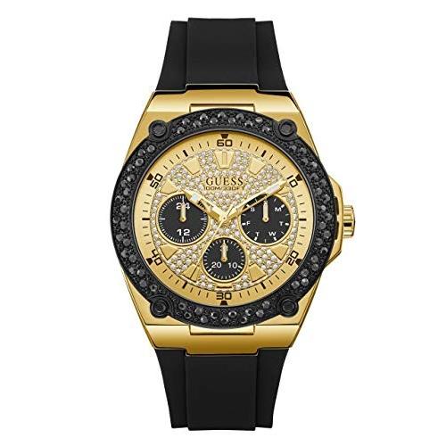 GUESS ゲス ブラックとゴールドトーンの多機能腕時計 U1257G1 ケース径45.1mm 腕時計 珍しい 