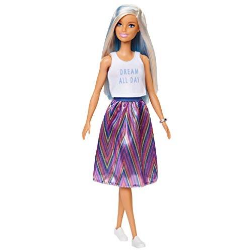 バービー Barbie ファッショニスタ120 白いタンクトップと、きらめく色のストライプのスカートを