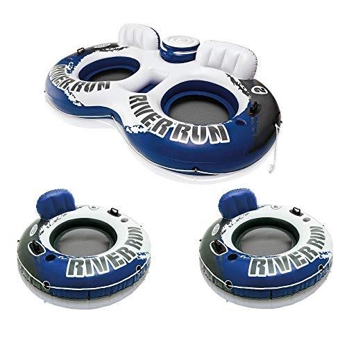 アイスクリームソーダ スウィミングプール 水遊び 58837EP+2x58825EP Intex River Run II Inflatable Double Rider Inntertube with 水遊び-季節玩具