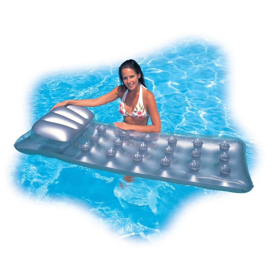 フロート プール 水遊び 3 x 58894EP Intex 18-Pocket Mattress Suntanner Pool Lounger w/Headrest (3 Pacの画像