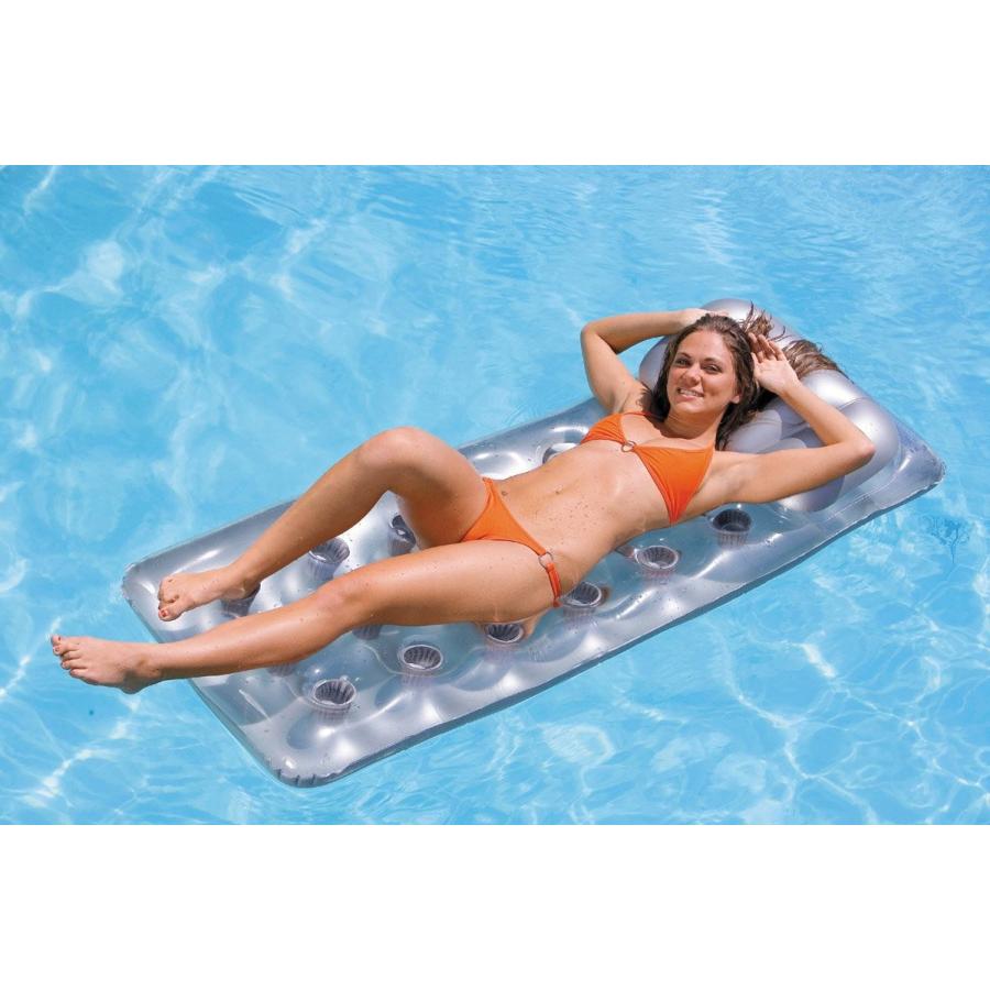フロート プール 水遊び 3 x 58894EP Intex 18-Pocket Mattress Suntanner Pool Lounger w/Headrest (3 Pacの画像