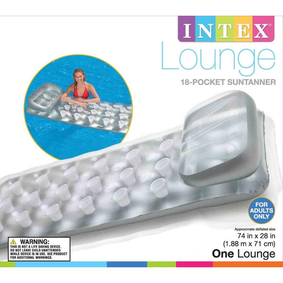フロート プール 水遊び 3 x 58894EP Intex 18-Pocket Mattress Suntanner Pool Lounger w/Headrest (3 Pacの画像