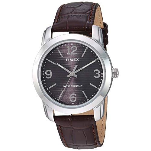 腕時計 タイメックス メンズ TW2R867009J Timex Men's TW2R86700 Classic 39mm Black/Silver-Tone/Brown