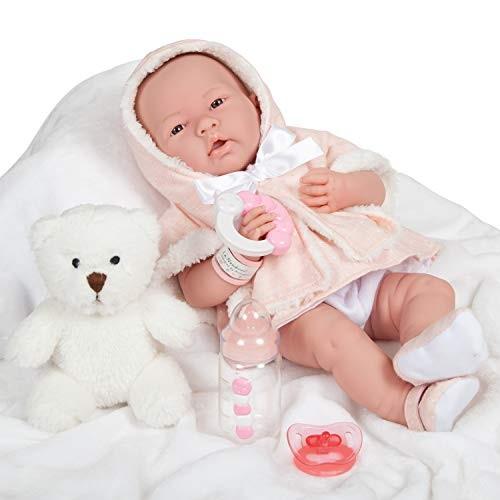 ジェーシートイズ 赤ちゃん おままごと 18065 JC Toys All-Vinyl La Newborn Doll in Pink Coat and