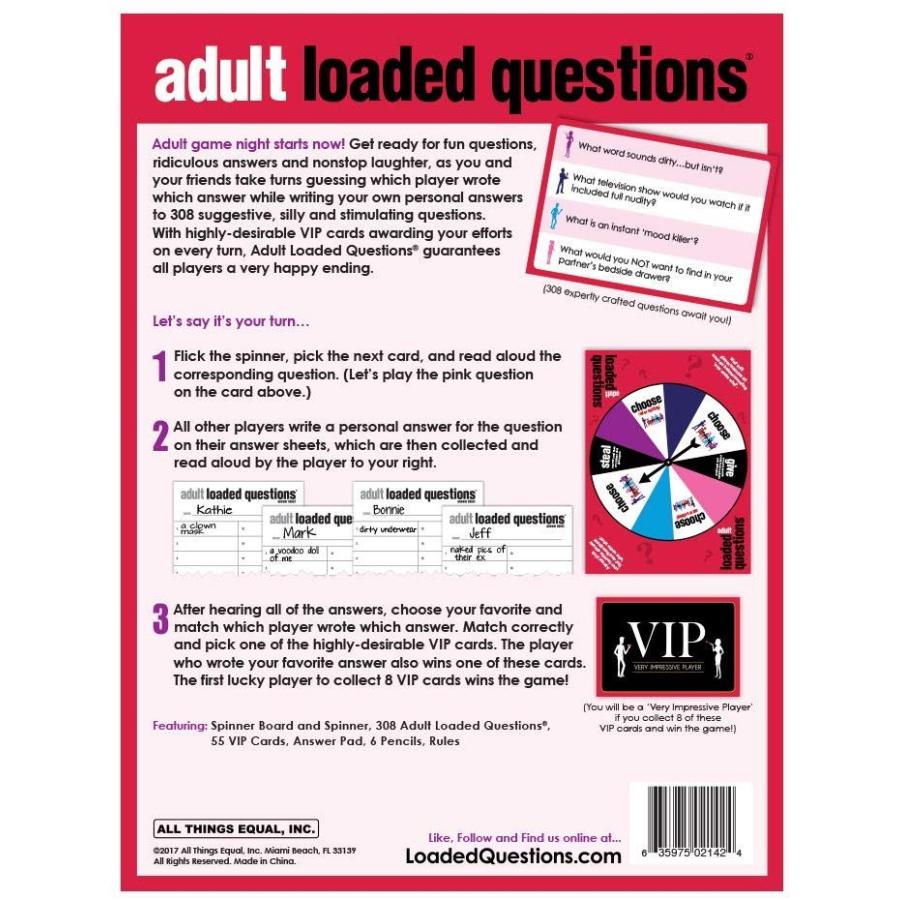 ボードゲーム 英語 アメリカ 02142 All Things Equal, Inc. ADULT LOADED QUESTIONS, a Rousing Adult Paの画像