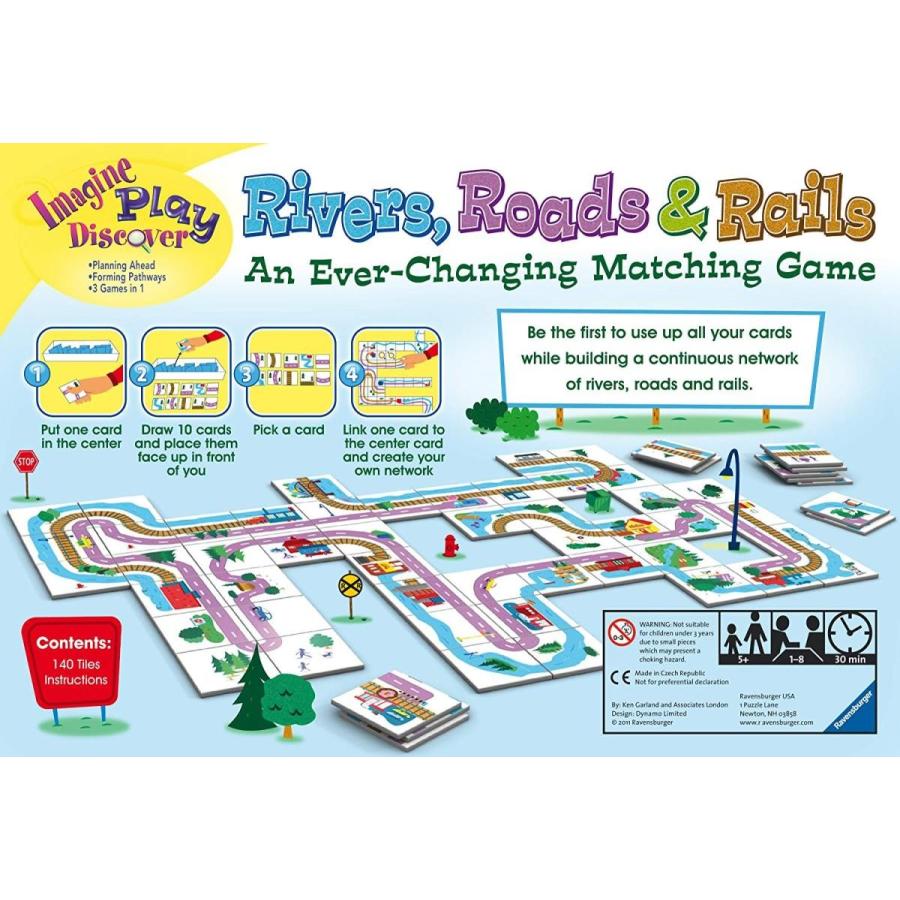 ボードゲーム 英語 アメリカ 220533 Ravensburger Rivers, Roads And Rails - Innovative Matching Gameの画像