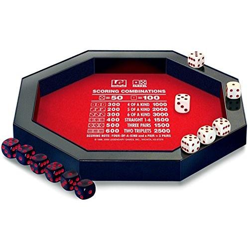 ボードゲーム 英語 アメリカ LGIG08400 Farkel Game Set with Deluxe Dice Rolling Tray, Built-in Dice-