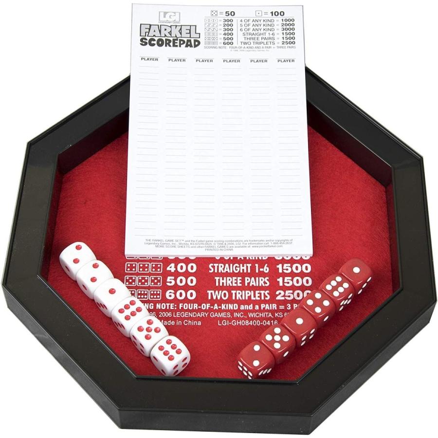 ボードゲーム 英語 アメリカ LGIG08400 Farkel Game Set with Deluxe Dice Rolling Tray, Built-in Dice-の画像