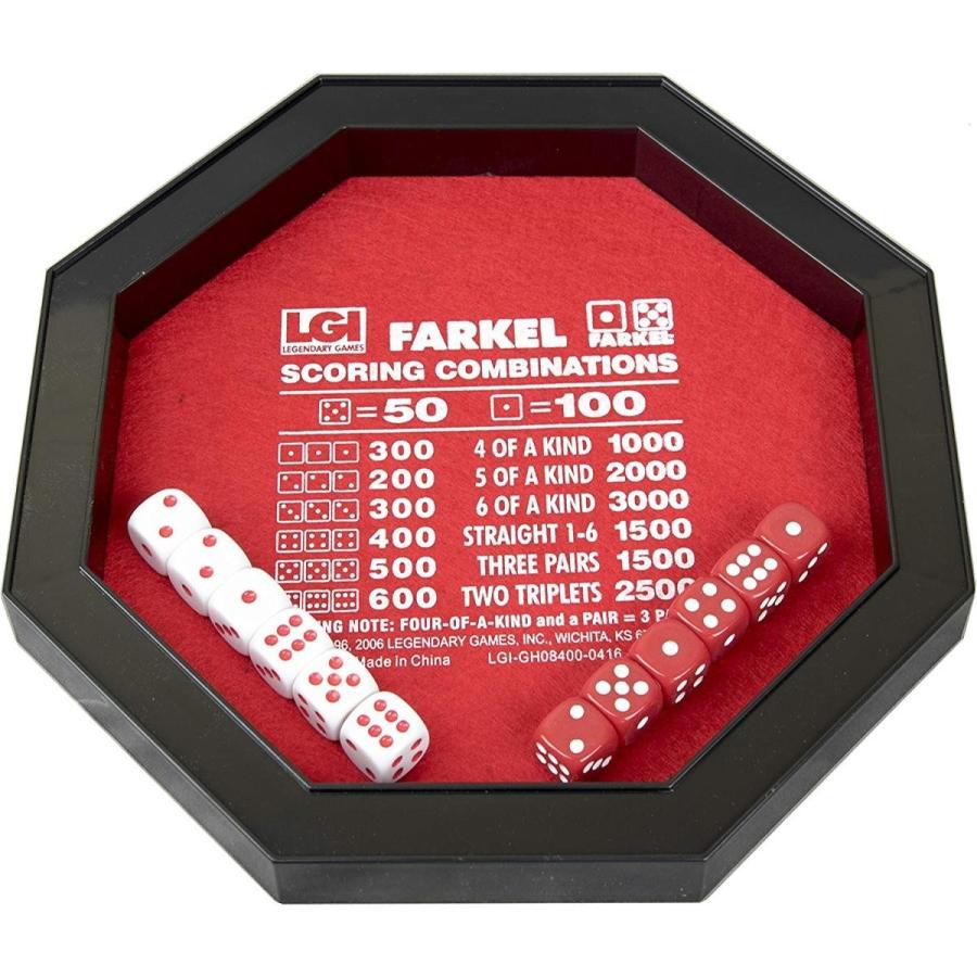 ボードゲーム 英語 アメリカ LGIG08400 Farkel Game Set with Deluxe Dice Rolling Tray, Built-in Dice-の画像