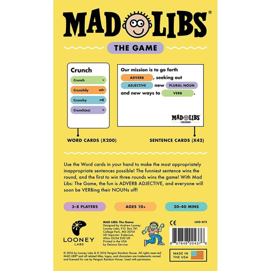 ボードゲーム 英語 アメリカ LON00072 Looney Labs Mad Libs: The Game - Classic Fun for Family Game Nの画像