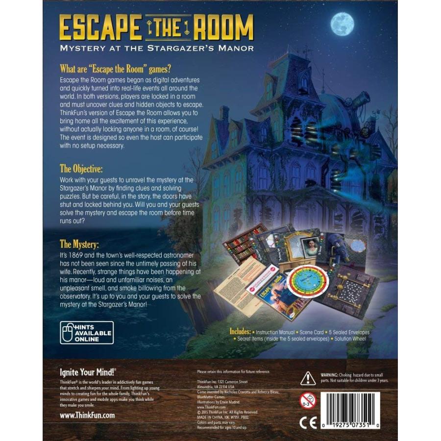 ボードゲーム 英語 アメリカ 44007351 ThinkFun Escape the Room Stargazer's Manor - A Thrilling Escapの画像
