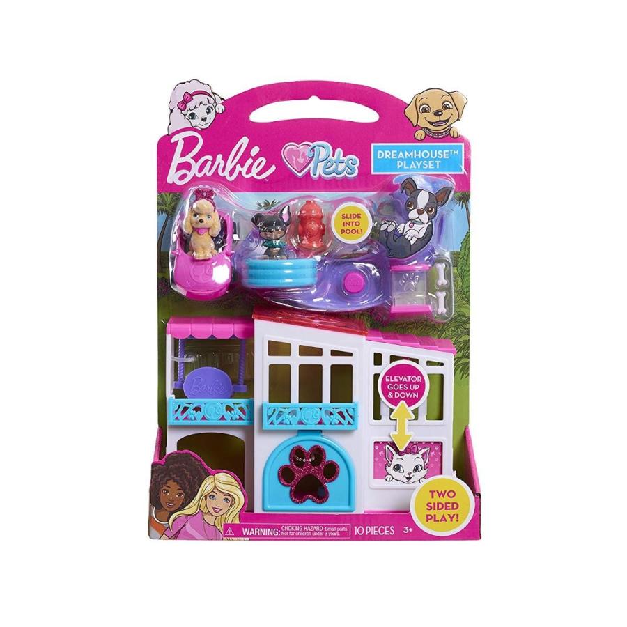バービー バービー人形 63291 Barbie Pet Dreamhouse 2-Sided Playset， 10-pieces Include Pets and Access_2