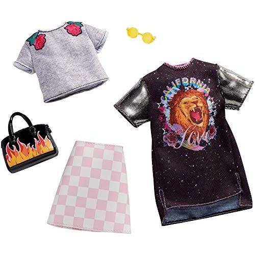 バービー バービー人形 FXJ59 Barbie Clothes - 2 Outfits Doll Include a T-Shirt Dress with Retro Rock