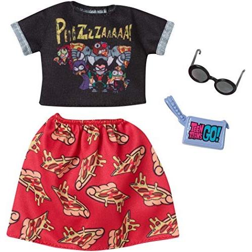 Barbie - バービー バービーあやつり人形 FXK71 Clothes: Teen Titans Go! Pizza Top \u0026 Skirt Doll \u0026 2 Accessories 人形-着せかえ人形、抱き人形-ゲーム、おもちゃ