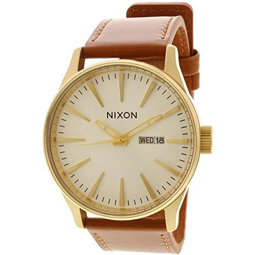 新品同様 アメリカ ニクソン 腕時計 A105-2621 Size One Gold/White/Saddle Leather Sentry Nixon 腕時計