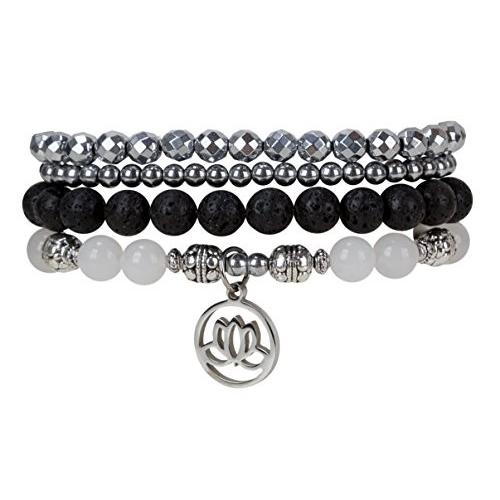 SPUNKYsoul ブレスレット アクセサリー SPUNKYsoul Lotus New Beginnings White Jade Bracelet Hematite
