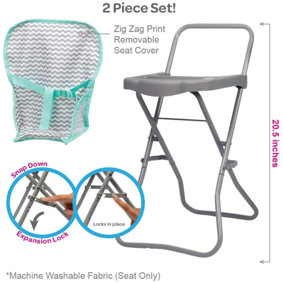 アドラ 赤ちゃん人形 ベビー人形 21962 Adora Baby Doll Folding High Chair with Trendy Zig Zag Pattの画像
