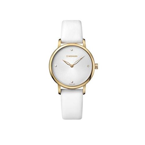腕時計 ウェンガー スイス 01.1721.101 Wenger Women's Classic Swiss-Quartz Watch with Satin Strap, Wh