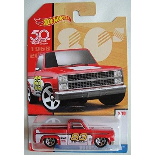 ホットウィール マテル ミニカー Hot Wheels 80s， RED '83 Chevy Silverado 3/10 50TH Anniversary