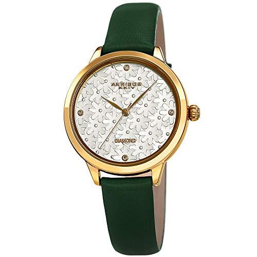 腕時計 アクリボスXXIV レディース AK1051GN Akribos XXIV Women’s Green Leather Watch ? Flower E