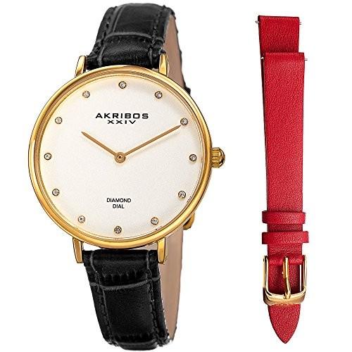 腕時計 アクリボスXXIV レディース AK933YG-BX Akribos XXIV Women's Genuine Diamond Accented Dial -