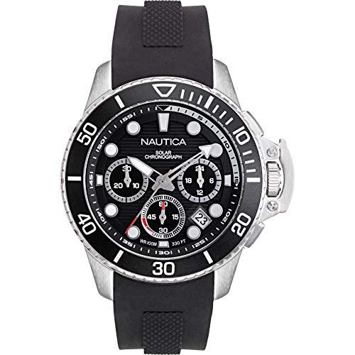 ノーティカ Nautica ベイサイド クロノソーラーウォッチ メンズ腕時計 ケース45mm シリコンストラ