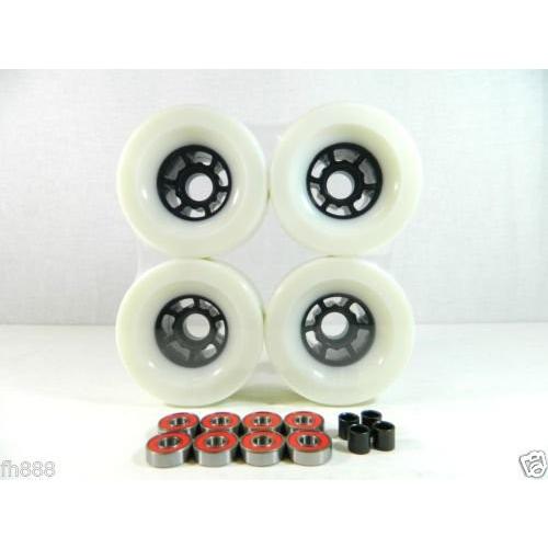 ウィール タイヤ スケボー 90mm Longboard Flywheels Wheels + ABEC 7 Bearings Spacers (White)
