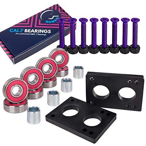 ベアリング スケボー スケートボード Cal 7 Skateboard Bundle 1.25\" Steel Hardware, 1/4\"" Riser Pa"