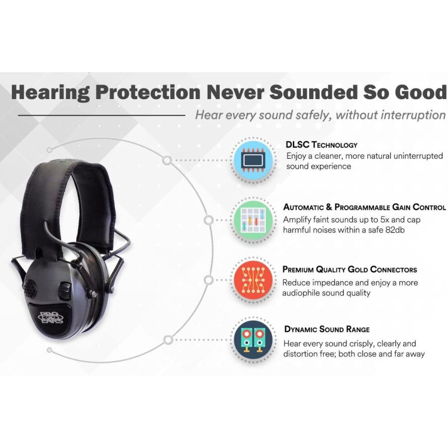 イヤーマフ シューティング ハンティング PESILVER Pro Ears Silver 22 Electronic Hearing Protec_2