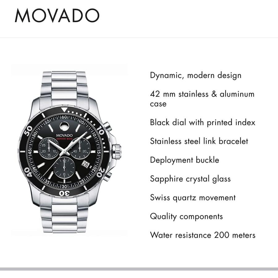 腕時計 モバード メンズ 2600142 Movado Men's Series 800 Sport Chrongraph Watch with Printed Index Dia｜maniacs-shop｜02