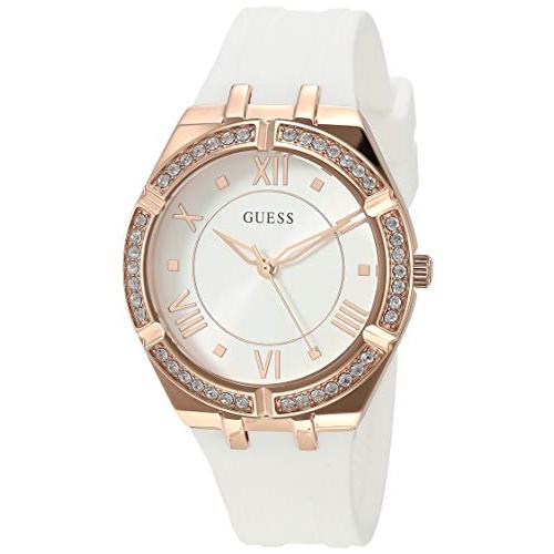 腕時計 ゲス GUESS GW0034L2 GUESS Rose Gold-Tone + Crystal White Silicone Watch, Rose Gold-Tone/White