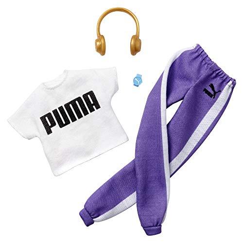 バービー Barbie ファッションパック Puma 白のトップスと紫ノジョガーパンツ ヘッドホンと時計 衣