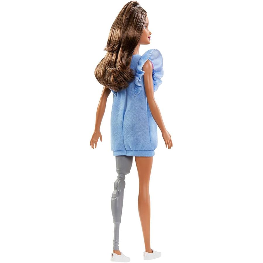 バービー Barbie ファッショニスタ ドール 義足着用 ブルネットの髪 ストライプとフリル袖のワン_4