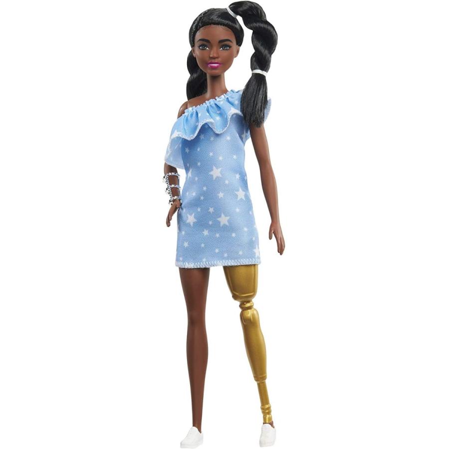 バービー Barbie ファッショニスタ 146 義足着用 星のプリントとフリルのワンショルダー シルエッ