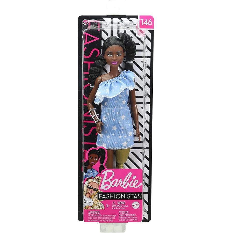 バービー Barbie ファッショニスタ 146 義足着用 星のプリントとフリルのワンショルダー シルエッ_5