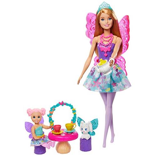 バービー バービー人形 GJK50 Barbie Dreamtopia Tea Party Playset Fairy Doll， Toddler Doll， Tea Set， P