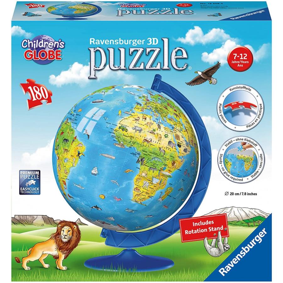 ジグソーパズル 海外製 180ピース 3D立体パズル 子供の世界の地球儀 高さ26.7×横22センチ 絵画・アの画像