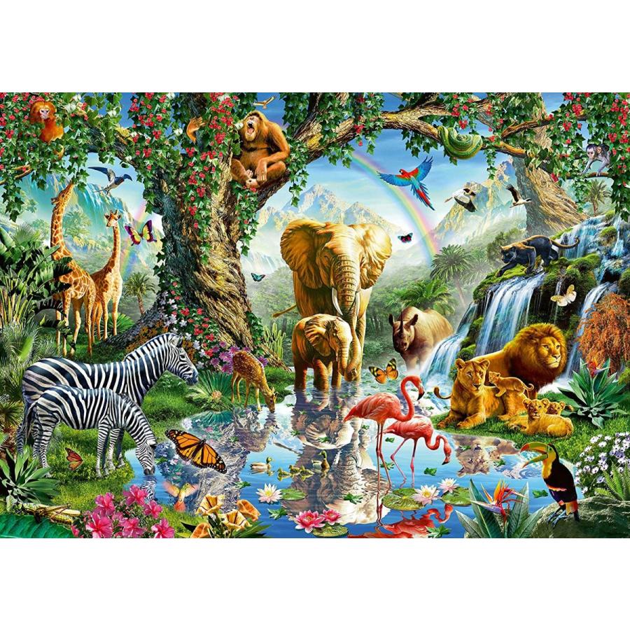 ジグソーバズル 海外製 ジャングルの冒険 1000ピース  サイズ約70x50センチ ペット・動物 Ravensburgerの画像