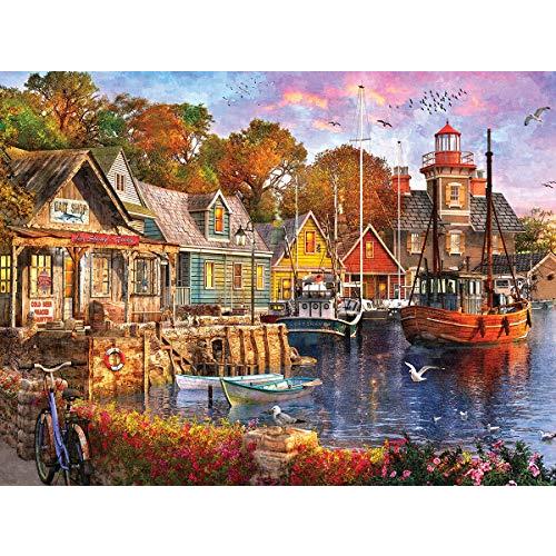 ジグソーバズル 海外製 1000ピース 港の夕べ サイズ約60×76センチ 絵画・アート White Mountain Puzzles
