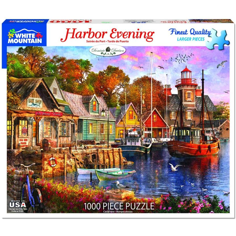 ジグソーバズル 海外製 1000ピース 港の夕べ サイズ約60×76センチ 絵画・アート White Mountain Puzzles