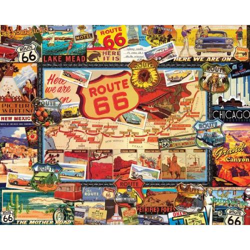 ジグソーバズル 海外製 1000ピース ルート66 サイズ約60×76センチ 絵画・アート White Mountain Puzzles