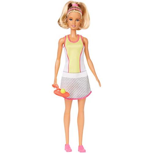 【売れ筋】 バービー バービー人形 GJL65 Barbie Blonde Tennis Player Doll with Tennis Outfit， Racket and Ball