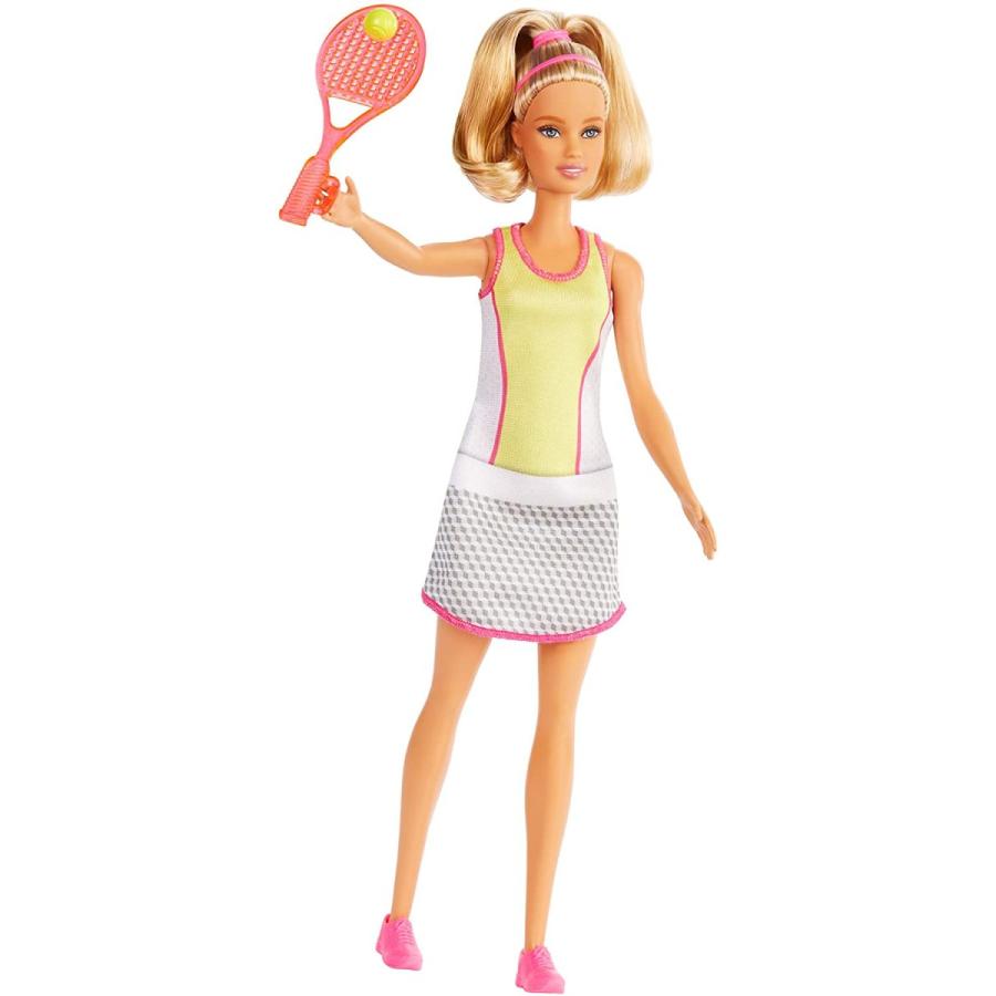 【売れ筋】 バービー バービー人形 GJL65 Barbie Blonde Tennis Player Doll with Tennis Outfit， Racket and Ball