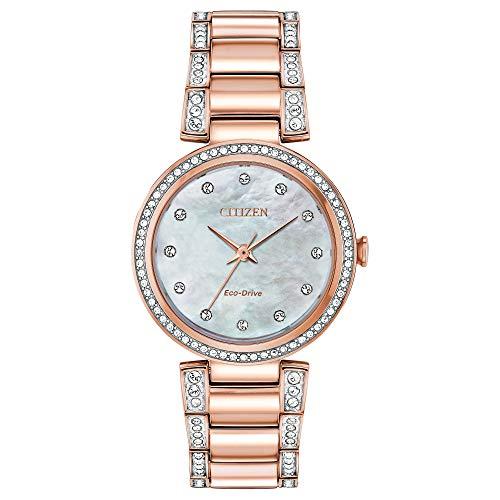 腕時計 シチズン 逆輸入 EM0843-51D Citizen Women's Eco-Drive Dress Classic Crystal Watch in Rose-tone
