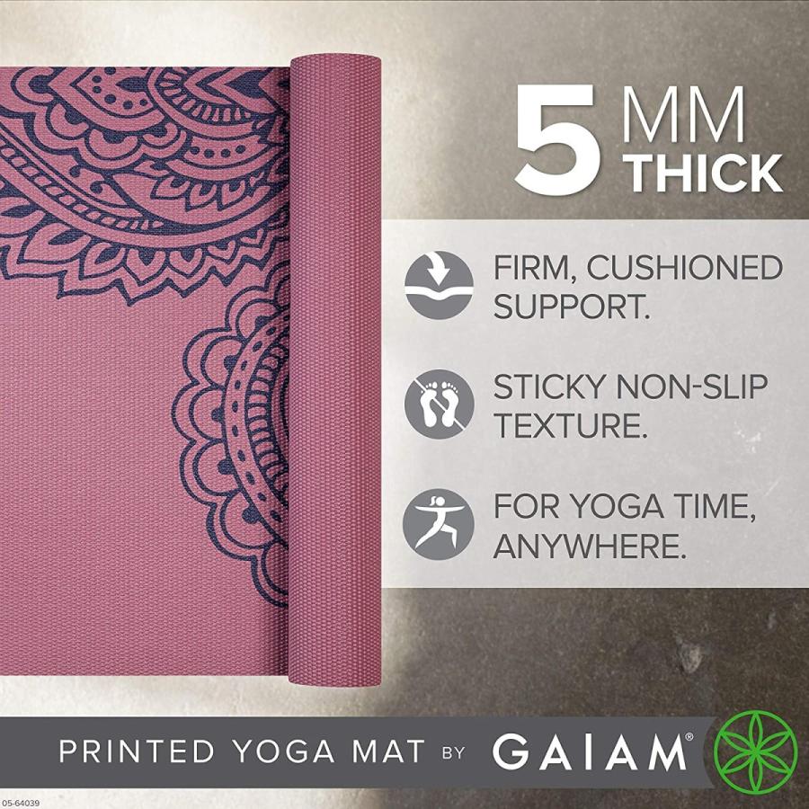 ヨガマット フィットネス 05-64039 Gaiam Yoga Mat Premium Print Non Slip Exercise \u0026 Fitness Mat for Aの画像