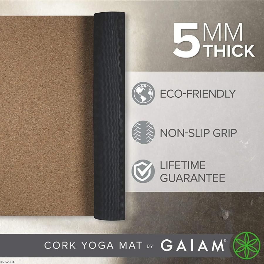 ヨガマット フィットネス 05-62904 Gaiam Cork Yoga Exercise Mat | Natural Sustainable Cork Resists Swの画像