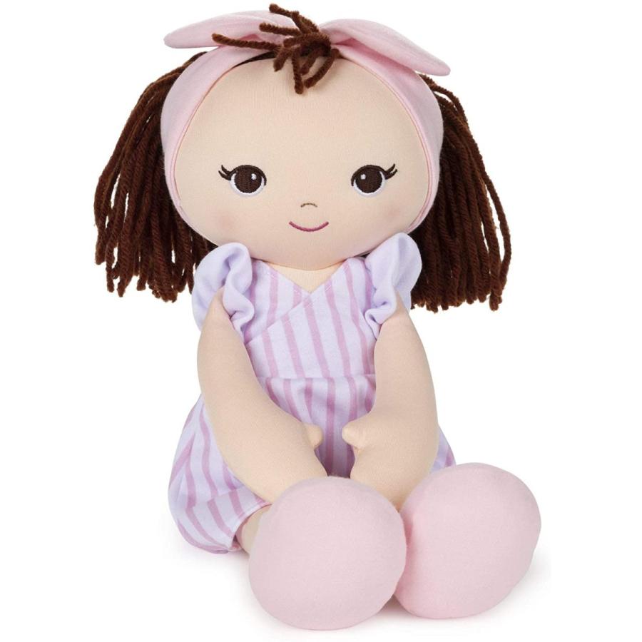 ガンド GUND ぬいぐるみ 6056019 GUND Baby Toddler Doll Plush Brunette， Pink Striped Dress， 8"
