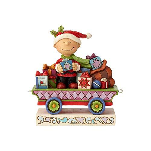 エネスコ Enesco 置物 インテリア 6000988 Enesco Peanuts by Jim Shore Charlie Brown Christmas Train F