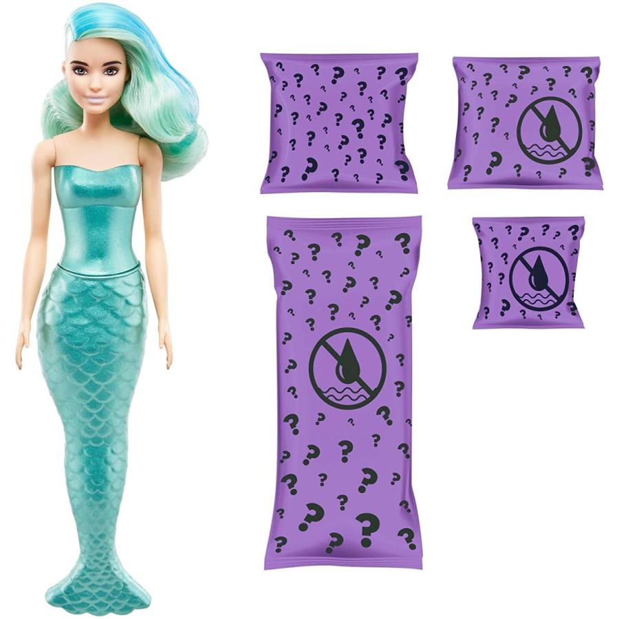 バービー人形 Barbie カラーリビールドール 7つのサプライズ マーメイド 濡らすと髪色とメイクが_1